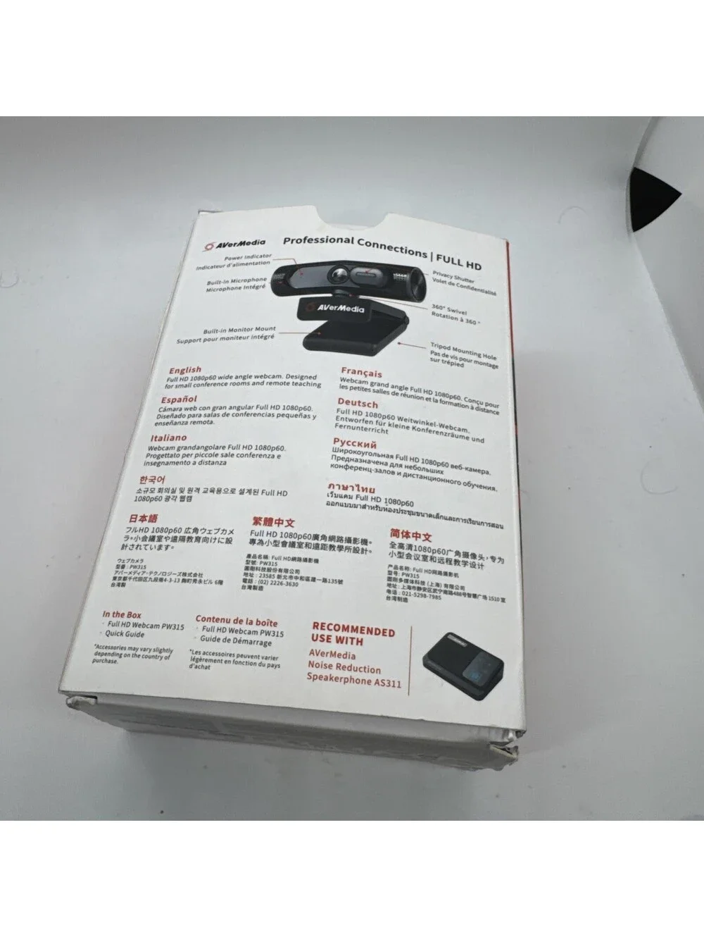 AVerMedia CAM 315 Webcam - 2 Megapixel - 60 fps - USB Type A - TAA and NDAA Comp